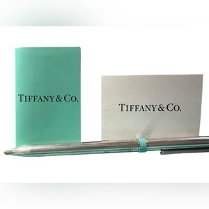 TIFFANY & CO Sterling Silver Ballpoint Clip "T" Pen & Pouch and Box